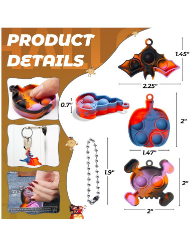 24 Llaveros Pop Antiestrés Halloween TOANWOD + Tarjetas