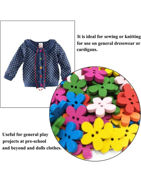 Botones de Flor de Madera AKOAK 15mm 100 Pcs Color Mezclado