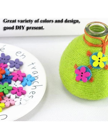 Botones de Flor de Madera AKOAK 15mm 100 Pcs Color Mezclado