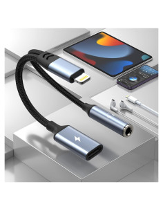 Adaptador 2 en 1 Opluz Lightning a 3.5mm para iPhone