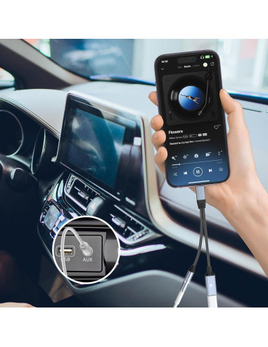 Adaptador 2 en 1 Opluz Lightning a 3.5mm para iPhone