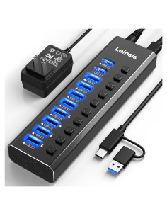 Hub USB 3.2 Alimentado LEINSIS 10 Puertos 10Gbps USB-C y USB-A