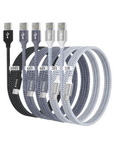 Cable USB a USB-C JIUWFOX 5-Pack Carga Rápida 0.91-3.05 m