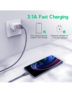 Cable USB a USB-C JIUWFOX 5-Pack Carga Rápida 0.91-3.05 m 2