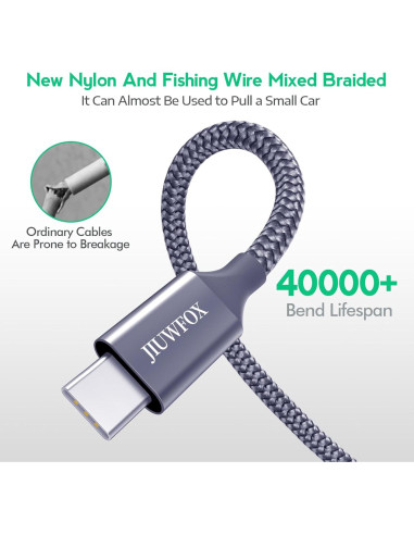 Cable USB a USB-C JIUWFOX 5-Pack Carga Rápida 0.91-3.05 m