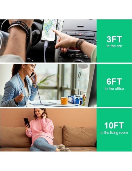 Cable USB a USB-C JIUWFOX 5-Pack Carga Rápida 0.91-3.05 m Cable USB a USB-C JIUWFOX 5-Pack Carga Rápida 0.91-3.05 m