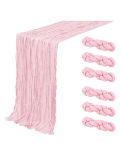 Paquete de 6 Caminos de Mesa de Gasa Rosa Claro 90x300 cm