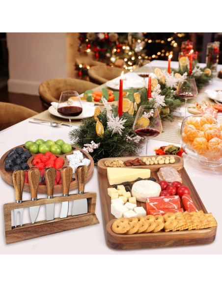 Juego de cuchillos de queso 6 piezas Linwnil con soporte de madera