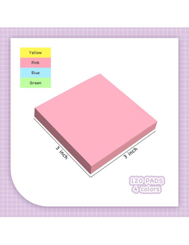 120 Notas Adhesivas Ayearparty 3x3 cm Colores Brillantes