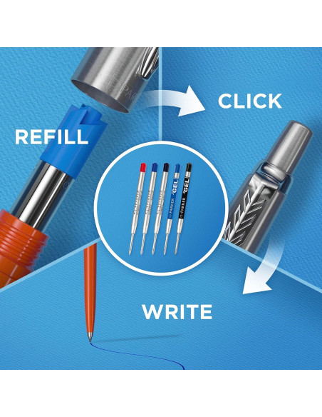 Bolígrafo Parker Jotter Acero Inoxidable Punta Media Tinta Azul