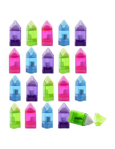 20 Sacapuntas Manuales Alpurple con Borrador y Recipiente