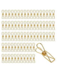 100 Clips de Papel Dorados Sabary de Acero Inoxidable Pequeños
