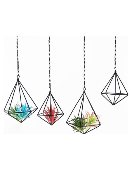 Soportes de Plantas de Aire Geométricos Libproqia - 4 Cestas de Metal Negras