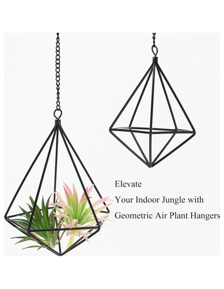 Soportes de Plantas de Aire Geométricos Libproqia - 4 Cestas de Metal Negras