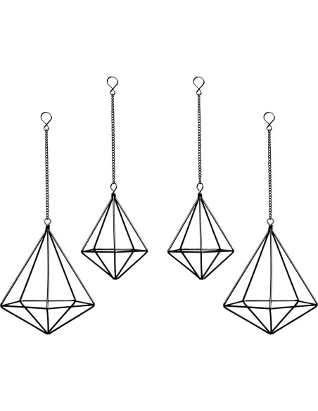 Soportes de Plantas de Aire Geométricos Libproqia - 4 Cestas de Metal Negras