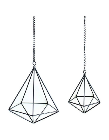 Soportes de Plantas de Aire Geométricos Libproqia - 4 Cestas de Metal Negras