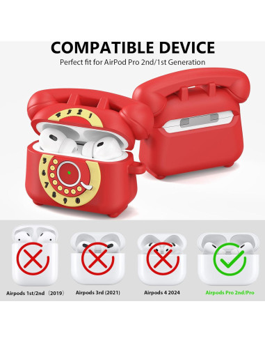 Funda AIRSPO para AirPods Pro 2 - Silicona Rojo + Kit Limpieza