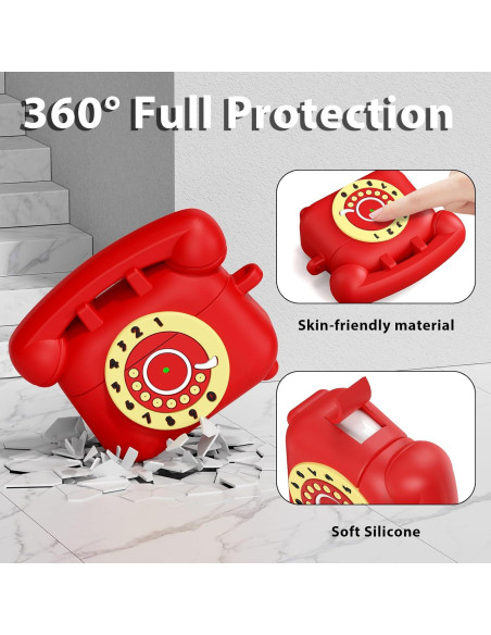 Funda AIRSPO para AirPods Pro 2 - Silicona Rojo + Kit Limpieza