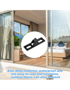 2 Sujetadores de Puerta Corredera HJZHII Metal Negro 6.1cm 2