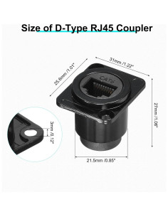 Acoplador RJ45 Tipo D MECCANIXITY Hembra a Hembra CAT6/CAT5E 2