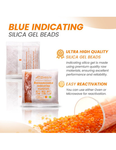 Paquetes de gel de sílice Adsorbco 5g recargables - 50 unidades