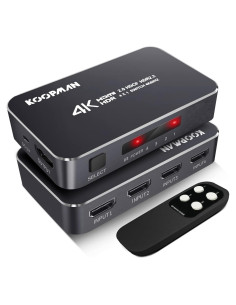 Conmutador HDMI 4 Puertos 4K 60Hz Koopman con Control Remoto