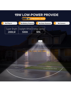 Luz de Seguridad LED UME 19W con Sensor de Movimiento 2000LM 2