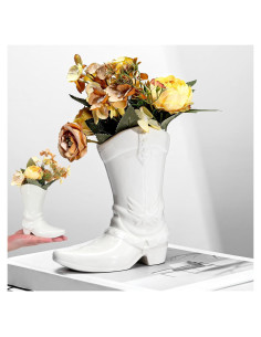 Jarrón de Bota Vaquera CroBlissful Blanco 15 cm Decoración