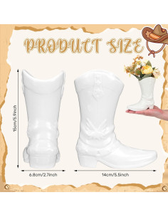 Jarrón de Bota Vaquera CroBlissful Blanco 15 cm Decoración 2
