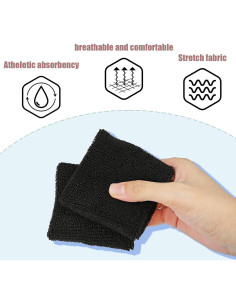 12 Muñequeras de Sudor IAXSEE Negras para Deportes 2