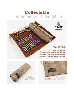 Kit de Ganchillos Tradicional YOJOB 14 Tamaños Agujas Crochet 2