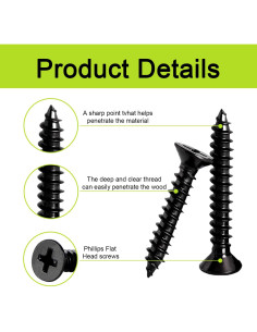 Kit de Tornillos de Cabeza Plana Phillips JERLITU 500 Pcs M3 2