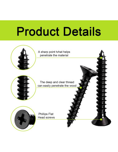 Kit de Tornillos de Cabeza Plana Phillips JERLITU 500 Pcs M3