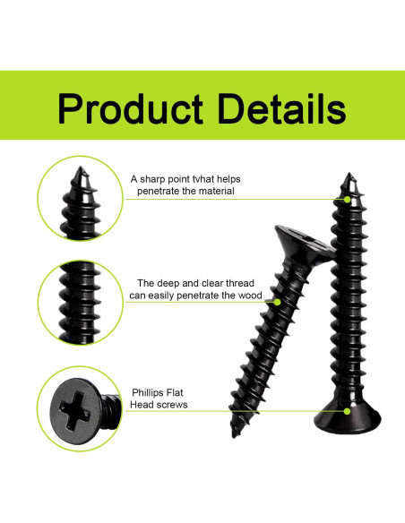 Kit de Tornillos de Cabeza Plana Phillips JERLITU 500 Pcs M3