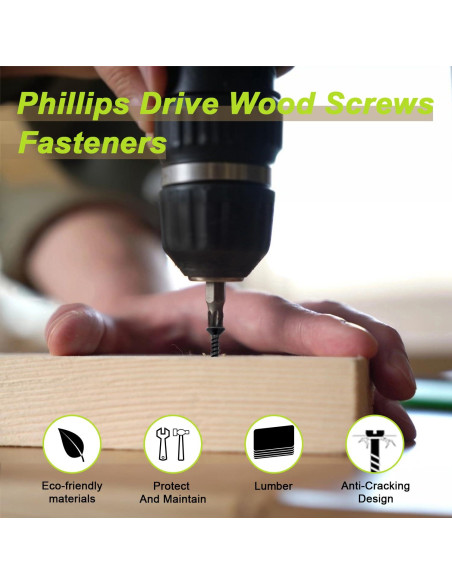 Kit de Tornillos de Cabeza Plana Phillips JERLITU 500 Pcs M3