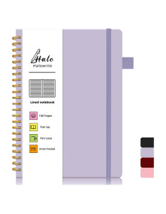Cuaderno Espiral Halowrite A5 Tapa Dura Púrpura 160 Páginas
