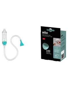 Aspirador Nasal Manual Braun con 40 Filtros - Higiénico y Eficaz