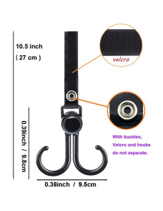 Ganchos para Cochecito Doble 6 Pcs Negro - Organizador Ajustable 2