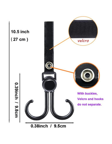 Ganchos para Cochecito Doble 6 Pcs Negro - Organizador Ajustable