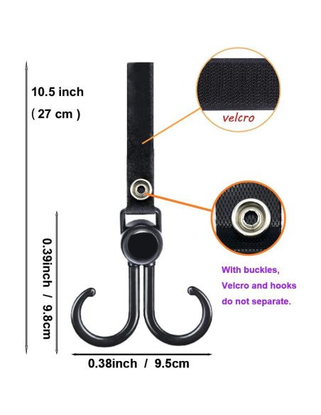 Ganchos para Cochecito Doble 6 Pcs Negro - Organizador Ajustable