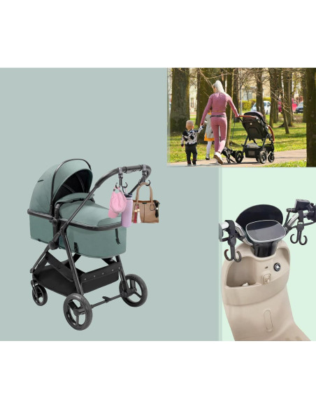 Ganchos para Cochecito Doble 6 Pcs Negro - Organizador Ajustable