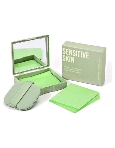 Papel Absorbente de Aceite KYDA 200 Hojas con Puff y Espejo