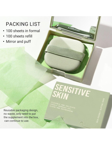 Papel Absorbente de Aceite KYDA 200 Hojas con Puff y Espejo