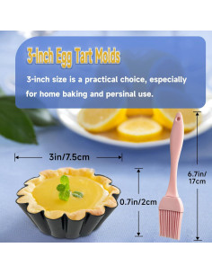 12 Moldes para Tartas de Huevo Urxirha 7.6 cm Antiadherentes 2