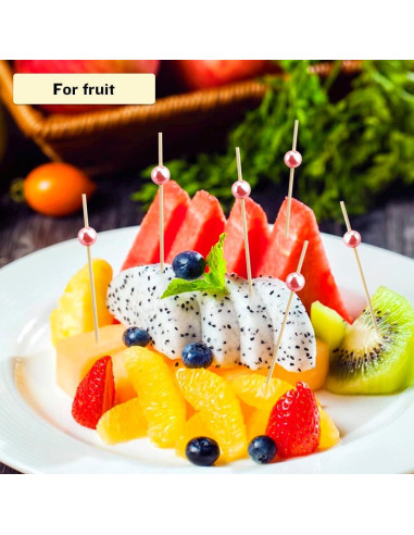 120 Palillos de Cóctel de Bambú Rosa para Aperitivos 11.94 cm