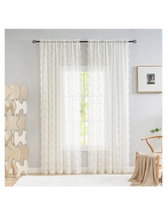 Cortinas de Encaje YJ YANJUN 2 Paneles 132x203 cm Marfil