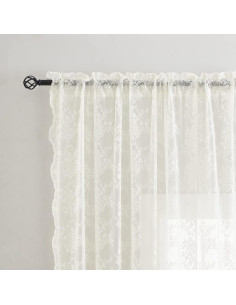 Cortinas de Encaje YJ YANJUN 2 Paneles 132x203 cm Marfil 2