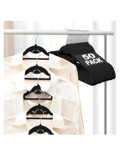 Perchas de Terciopelo Antideslizantes UEAKPIC 50 Pcs Negras