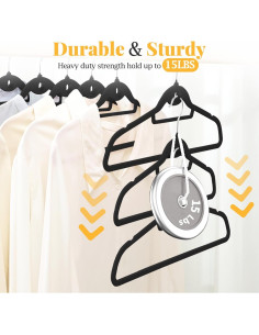 Perchas de Terciopelo Antideslizantes UEAKPIC 50 Pcs Negras 2