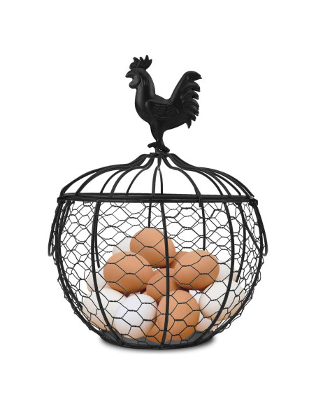 Cesta de Huevos de Alambre Anmylee con Tapa de Pollo 19.5cm